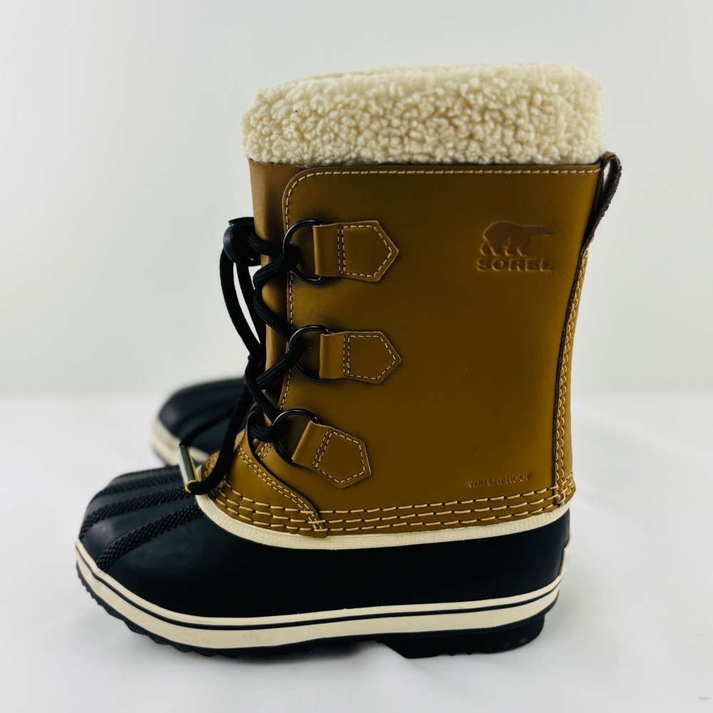 Sorel Yoot Pac Youth Size 2 Waterproof Winter Snow Duck Boots Brown Sherpa Lined